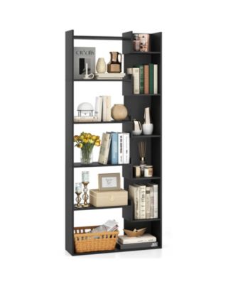 6-Tier Bookshelf Wooden Bookcase with 2 Anti-Tipping Kits Open Display