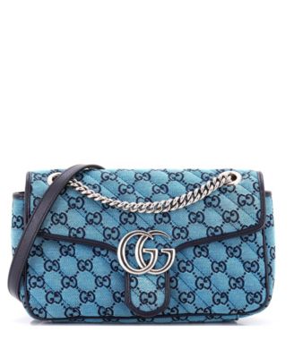 Small GG Marmont Flap Bag Diagonal Quilted GG Canvas with Leather