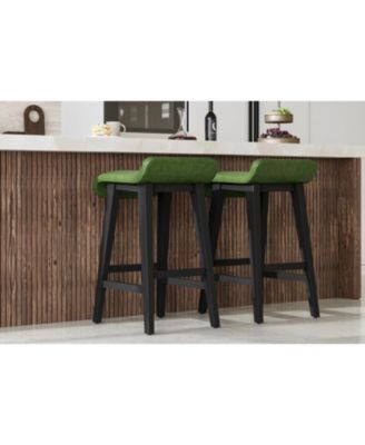 Set of 2 Modern 26.2" Counter Height Bar Stools, Upholstered Kitchen Stools with Wood Legs