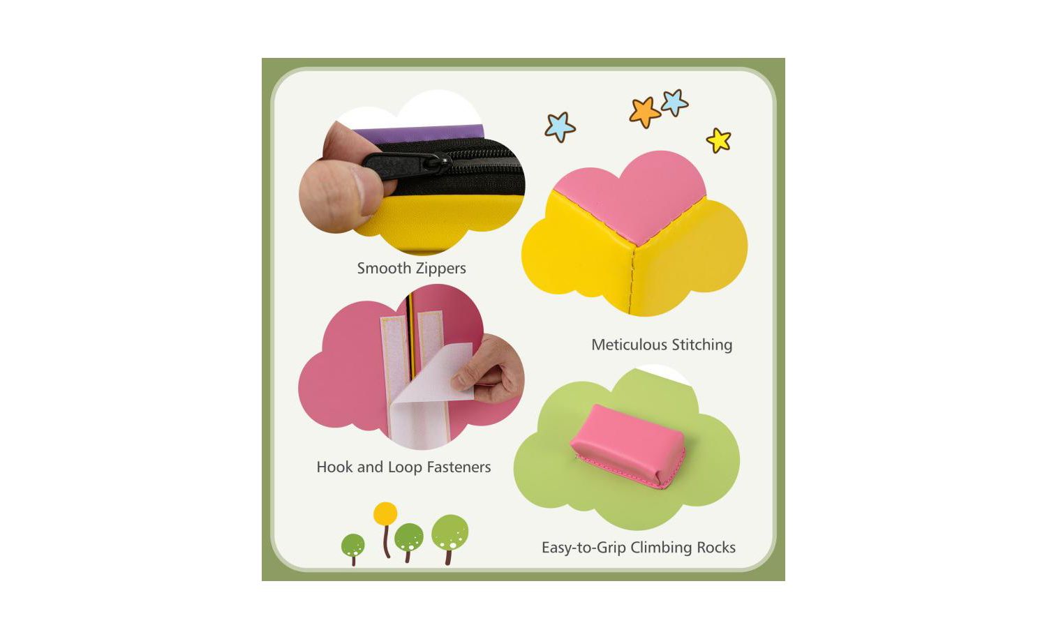 6 Piece Foam Climbing Blocks with Hook and Loop Fasteners