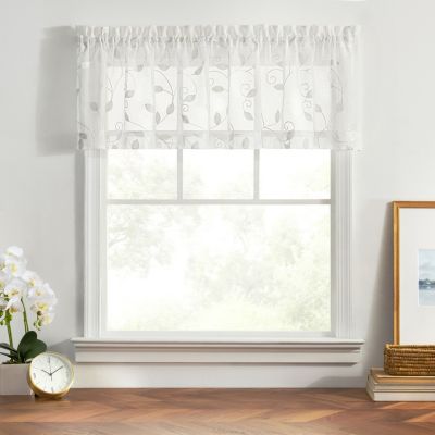 Chatham 100% Polyester Tailored Embroidered Sheer Rod Pocket Valances 70" x 15"