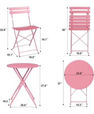 3-Piece Folding Bistro Set, 2 Chairs and 1 Table, Weather-Resistant Outdoor/Indoor Conversation Set