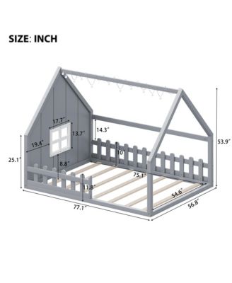 Full Size Wood House Bed Window Fence