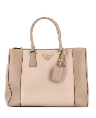 Medium Bicolor Double Zip Lux Tote Saffiano Leather