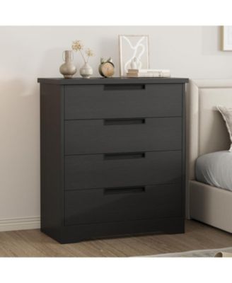 4 Drawer Dresser for Bedroom, Chest of Drawers with Embedded Handles Design, Wooden Dresser Organizer for Living Room, Nursery