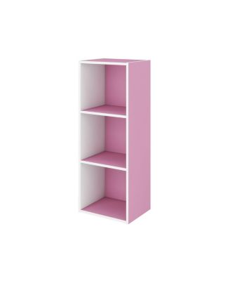 3 Cube Decorative Bookshelf Open Bookcase Toy Storage Organizer Horizontal Vertical, Pink