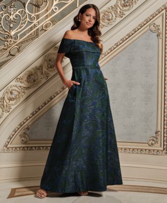 Women's Jacquard Off-The-Shoulder Ball Gown