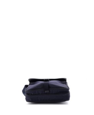 Buckle Front Pocket Flap Messenger Bag Re-Nylon with Saffiano Leather