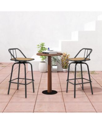 Set of 2 Swivel Bar Stools with Backrest and Footrest