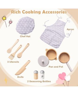Kids Kitchen Playset with Cooking Accessories and Storage