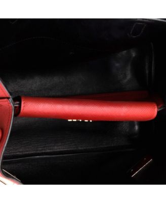 Medium Half Flap Double Turn Lock Satchel Saffiano Leather