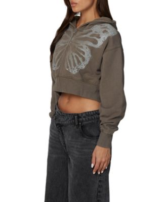 Women's Cropped Zipped Silhouette Hoodie