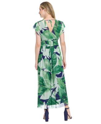 Women's Printed V-Neck Maxi Dress