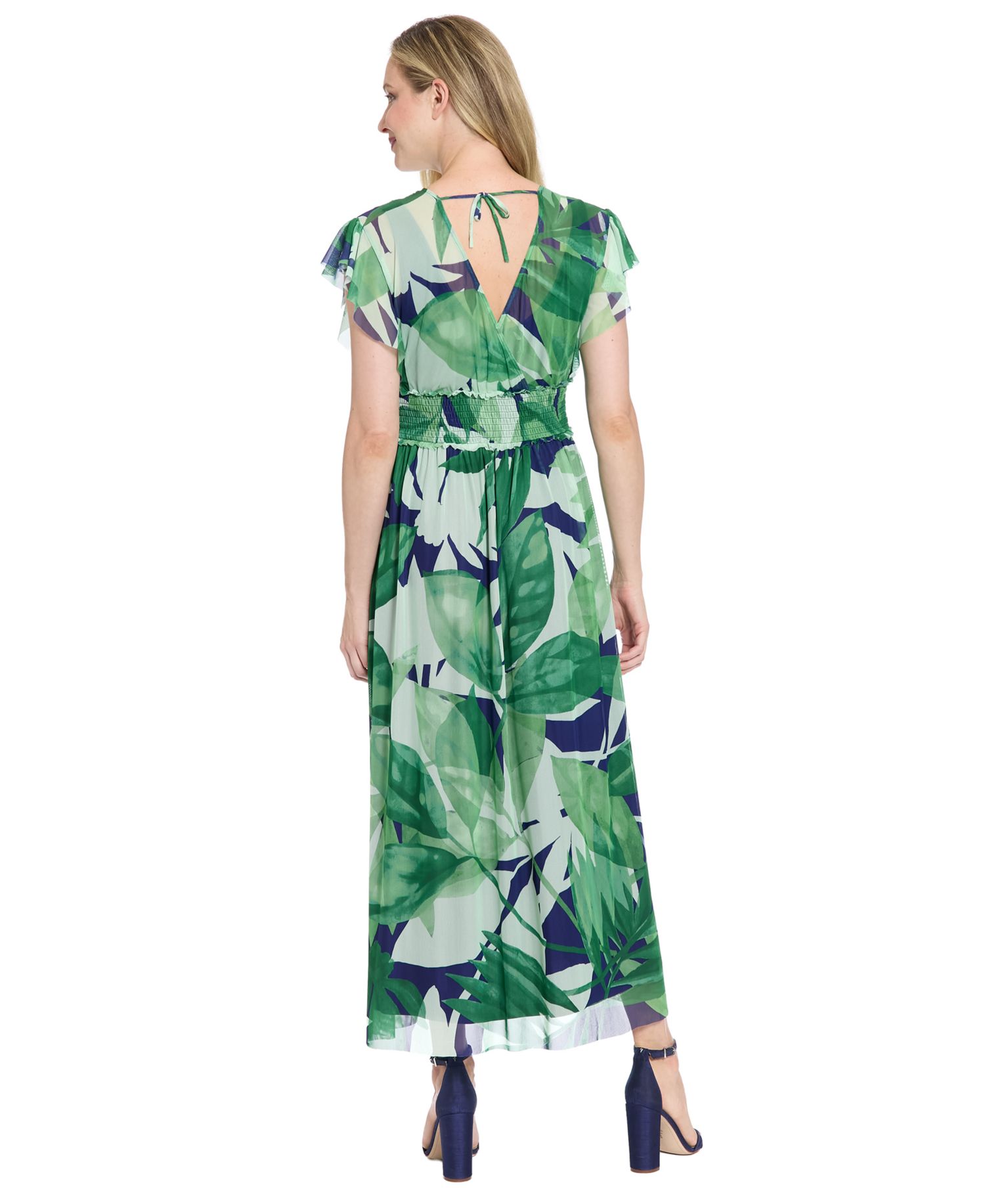Women's Printed V-Neck Maxi Dress