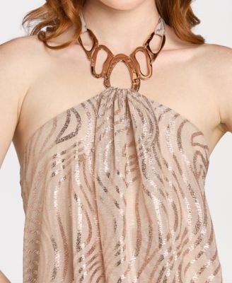 Juniors' Halter Short Printed Dress