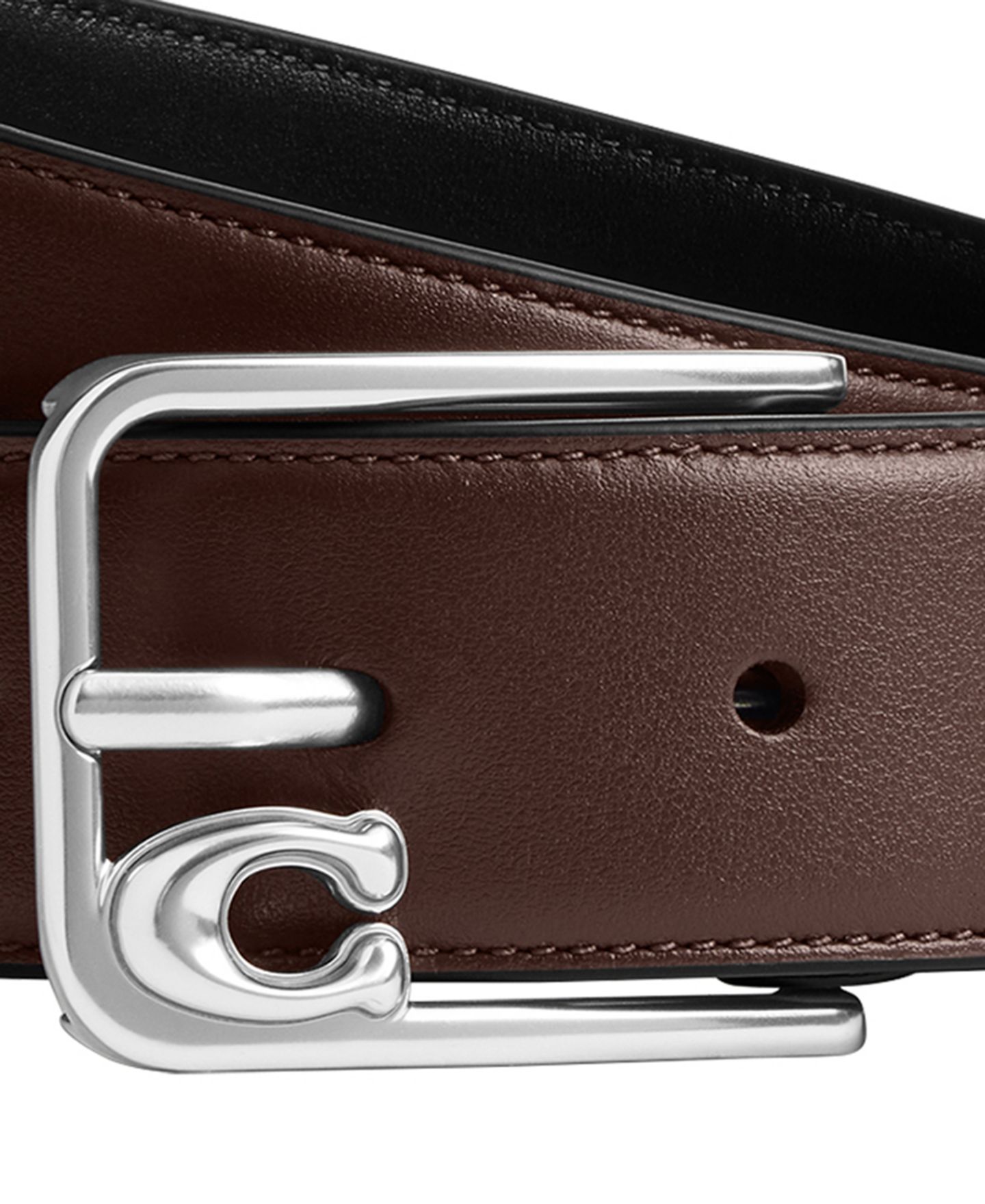 Мужской ремень COACH Signature Logo Leather Belt, цвет: Кленовый — фото 3