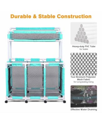 424 Gal Pool Float Storage Bin Blue Net Replacement 52"x33"x67" 2 Tiers Rolling Toys Cart