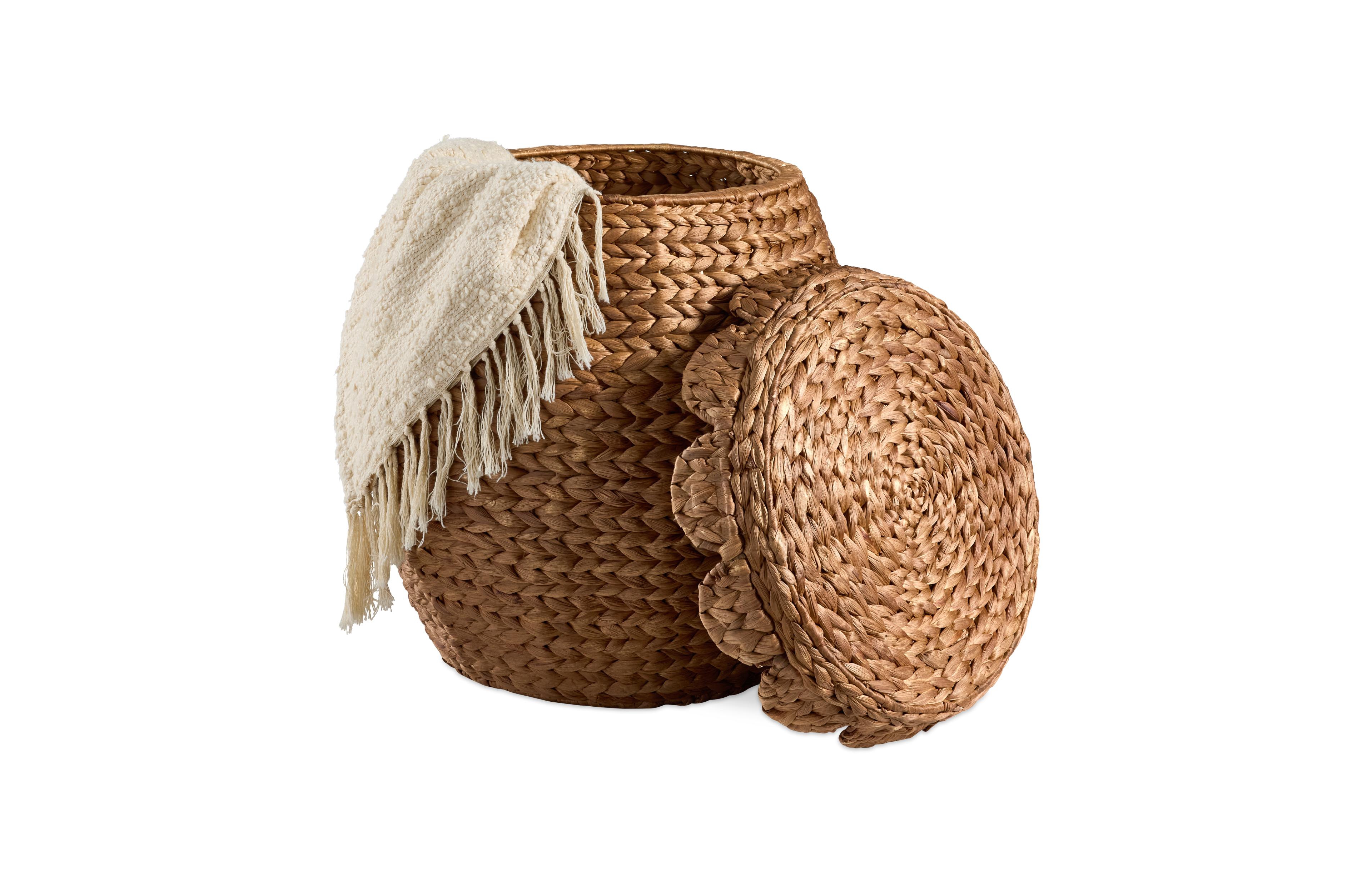 Best Choice Products Scalloped Water Hyacinth Storage Tote Basket with Lid