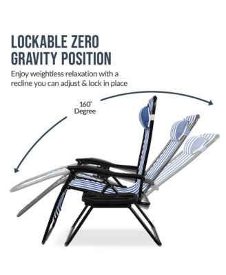 Set of 2 Extra Wide Zero Gravity Lounge Chair Recliners w/ Cup Holder