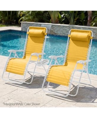 Set of 2 Extra Wide Zero Gravity Lounge Chair Recliners w/ Cup Holder