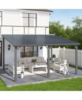 14' x 12' Hardtop Gazebo Outdoor Pergola Lean to Metal Pergolas