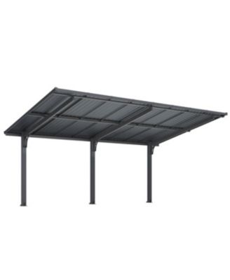 16'x10' Lean to Hardtop Metal Carport Gazebo, 10x16 Outdoor Freestanding Pergola Gazebo