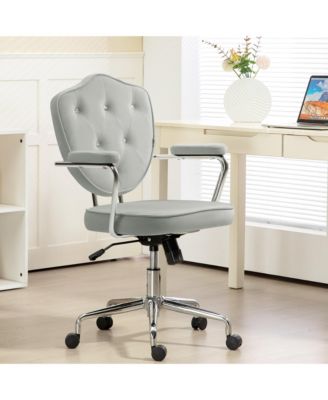 Cute Home Office Chair with Button Tufted Velvet-Feel Fabric