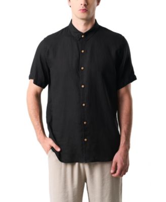 Men's Short-Sleeve Linen Shirt with VZ Embroidery.
