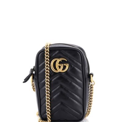Mini GG Marmont Vertical Phone Crossbody Bag Matelasse Leather