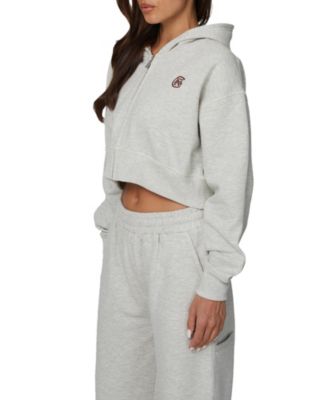 Women's Cropped Zipped Halftone Hoodie