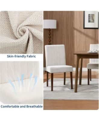 Parsons Button Tufted Dining Chairs Set of 2,Upholstered Fabric Kitchen Chairs with Wood Legs and Padded Seats,Living Room Kitchen