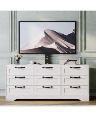 9 Drawer Dresser TV Stand with Mount for 32-85 in TVs, Modern Entertainment Center with Drawers, Media Console Table for Bedroom Living