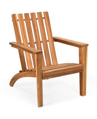 Set of 2 Outdoor Wooden Adirondack Chair Patio Lounge Chair w/ Armrest
