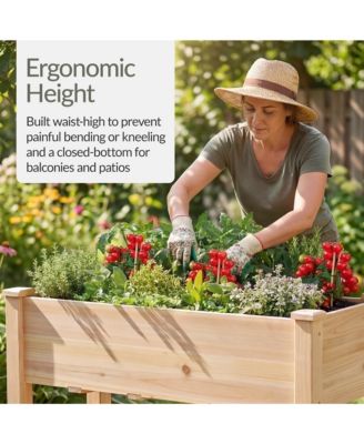 Best Choice Product 48x24x30in Raised Garden Bed, Elevated Wooden Planter for Yard w/ Foot Caps, Bed Liner