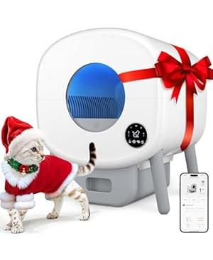 Fumoi Self Cleaning Litter Box,Large Capacity Automatic Cat Litter Box Self Cleaning for Multiple Cats with App Control and Safety Protection