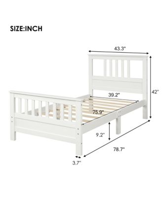 Twin Size Wood Platform Bed with 42 Inch Headboard 263 Inch Footboard and 10 Slats