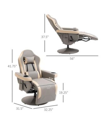 Manual Recliner Armchair PU Leather Lounge Chair Adjustable Leg Rest 360degree(s) Swivel