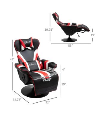 Gaming Chair with Lumbar Support, Footrest, and Cup Holder