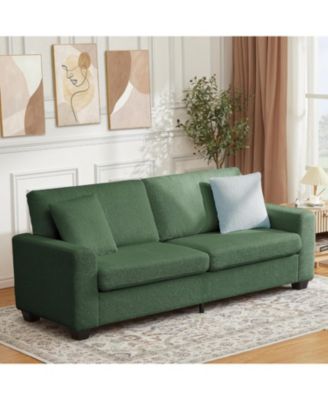 90" Velvet 3-Seater Sofa, Oversized Tufted Couch with Wide Armrests, Washable Cushions