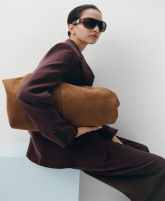 Women's Seam Detail Suede Shoulder Bag