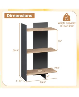 3 Tier Wood Bookcase with Anti Tip Safety Kit Storage Shelf