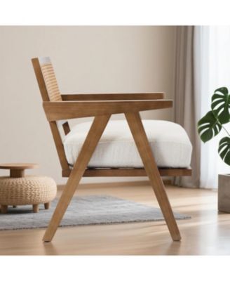 Mid-Century Farmhouse Accent Chair with Rattan