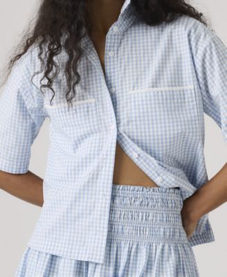 Women's Novelty Harlie Short-Sleeve Cotton Cropped Shirt