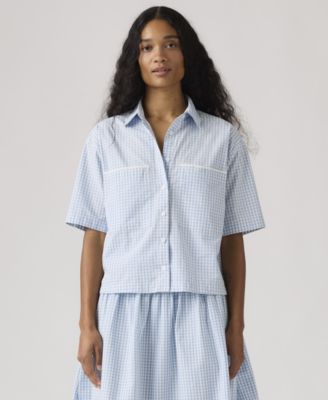 Women's Novelty Harlie Short-Sleeve Cotton Cropped Shirt