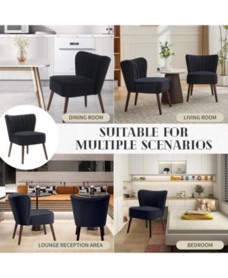 Modern Velvet Accent Chair with Wood Legs