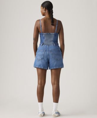 Women's Jadine Square Neck Front-Zip Cotton Romper