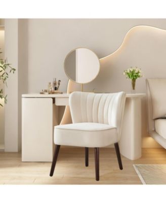 Modern Velvet Accent Chair Set of 2 with Wood Legs