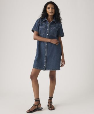 Women's Louisa Short-Sleeve Collared Cotton Denim Dress