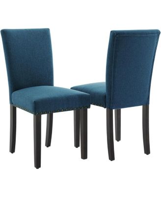 Parsons Dining Chairs Set of 2, Upholstered Fabric Chairs with Nailhead Trim