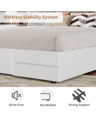 Full Upholstered Bed Frame with Tufted Design & Soft Headboard, Wood Slats, No Box Spring, Stable & Quiet